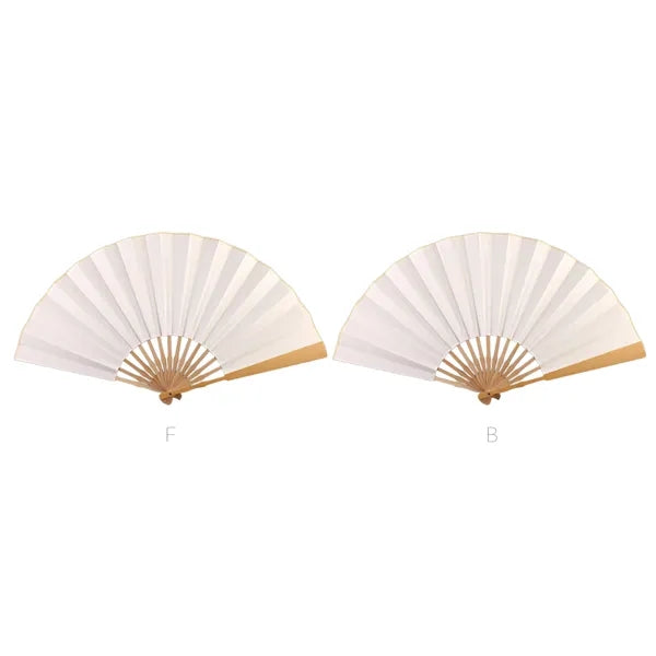 10" Natural Bamboo Rib Silk Fabric Handheld Folding Fan