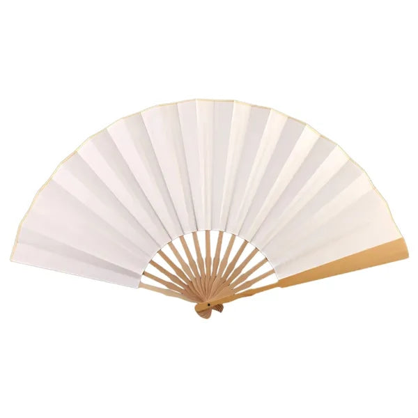 10" Natural Bamboo Rib Silk Fabric Handheld Folding Fan