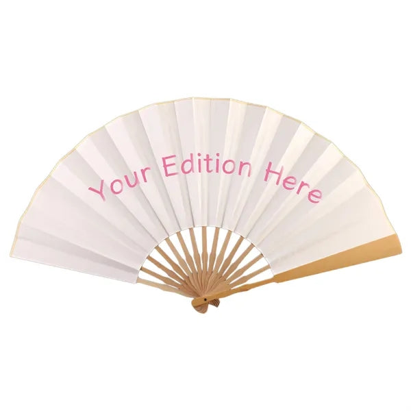 10" Natural Bamboo Rib Silk Fabric Handheld Folding Fan