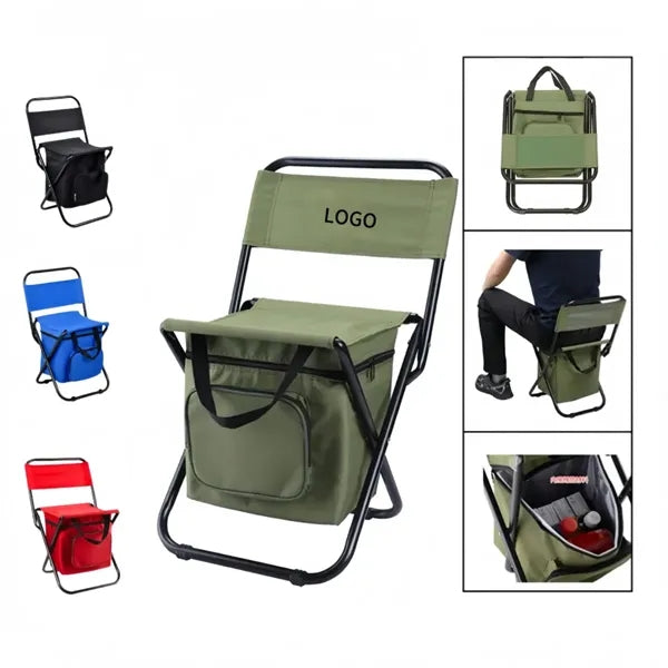 Portable Folding Chair with Storage Cooler Bag