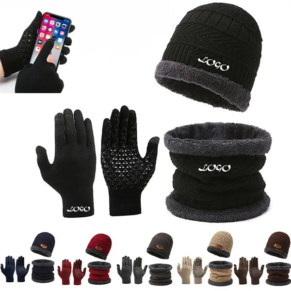 Winter 3 Piece Scarf/Gloves/Hat Knit Set