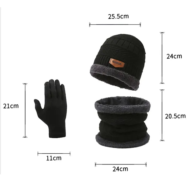 Winter 3 Piece Scarf/Gloves/Hat Knit Set