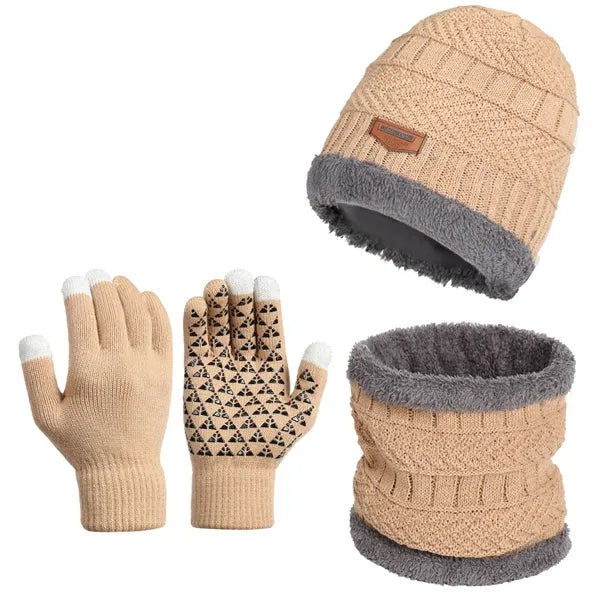 Winter 3 Piece Scarf/Gloves/Hat Knit Set