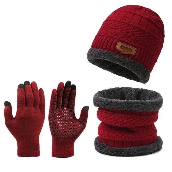 Winter 3 Piece Scarf/Gloves/Hat Knit Set