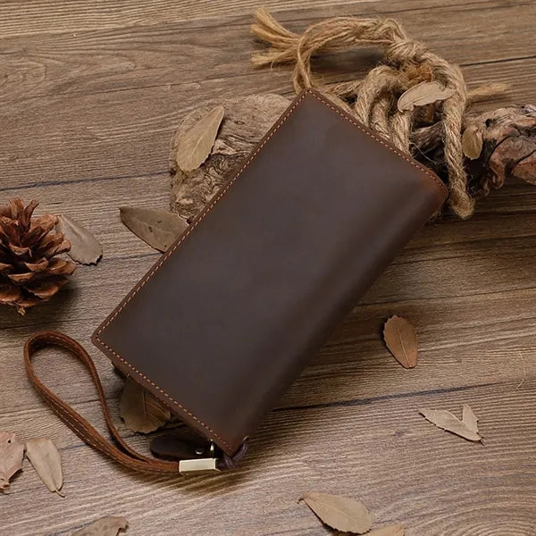 Crazy Horse Leather Multi Card Slots Lightweight Long Wallet