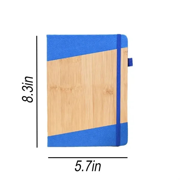 A5 Bamboo-Wood Spliced Hard-Cover 100-Sheet Natural Notebook