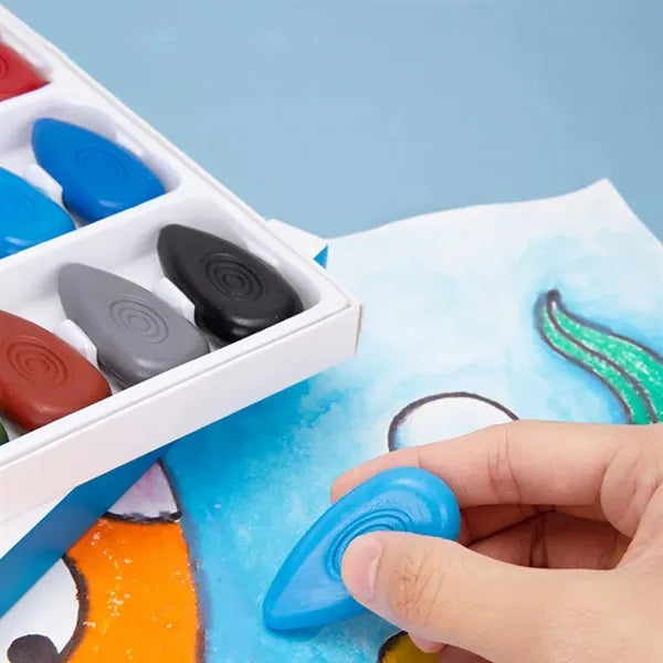 Safe Washable Vibrant Finger Grip Water-Shaped Drop Crayons