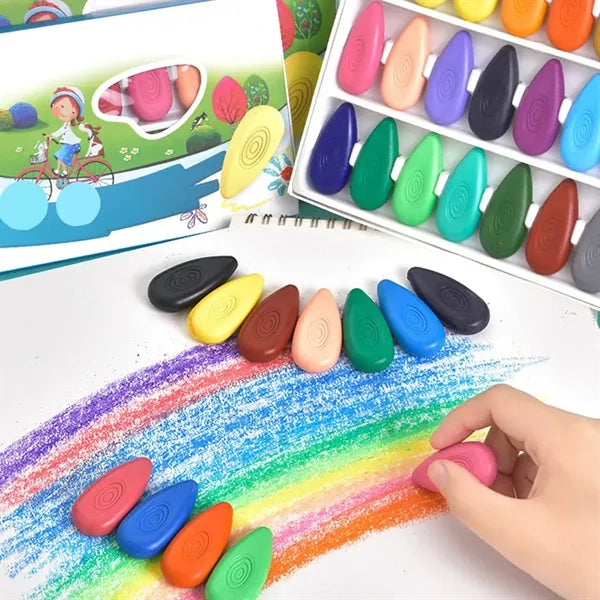 Safe Washable Vibrant Finger Grip Water-Shaped Drop Crayons