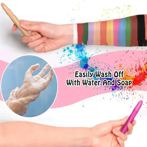 6-Color Water-Based Non-Toxic Easy Wash-Off Twist-up Crayons