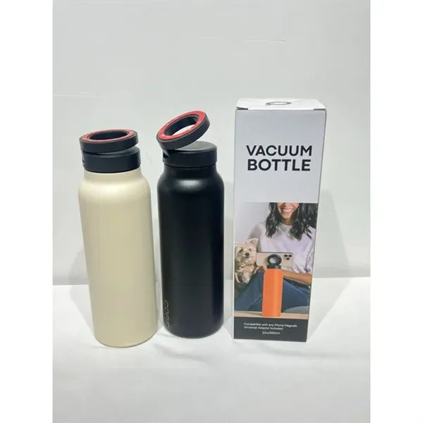 24oz Metal Magnetic Phone Holder Water Bottle W/ Straw