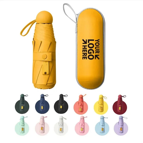 Mini Folding Compact Umbrella With Case