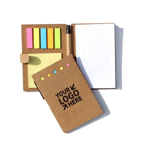 Kraft Paper Sticky Notebook With Pen