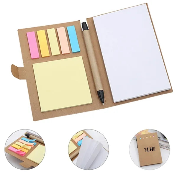 Kraft Paper Sticky Notebook With Pen