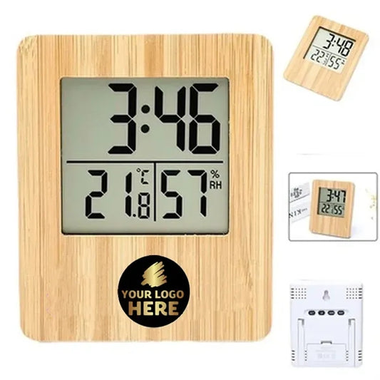 Multifunctional LCD Clock in Bamboo