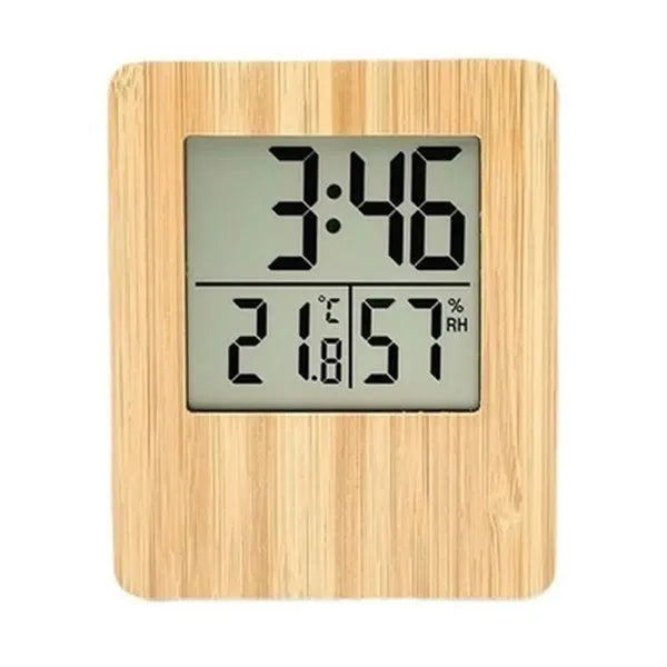 Multifunctional LCD Clock in Bamboo