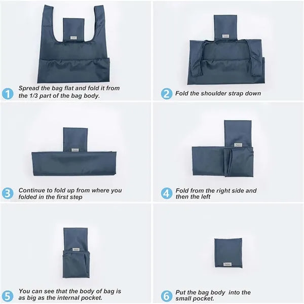 Compact Foldable Polyester Square Tote Bag
