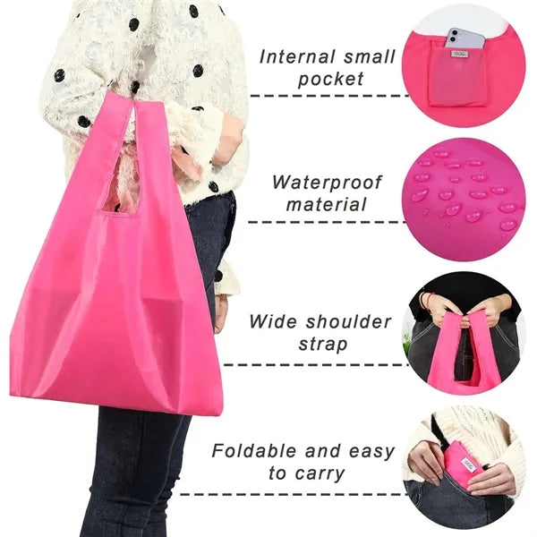 Compact Foldable Polyester Square Tote Bag
