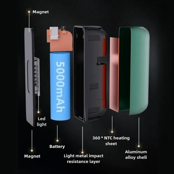 10000mAh Magnetic Hand Warmer Power Bank with Flashlight