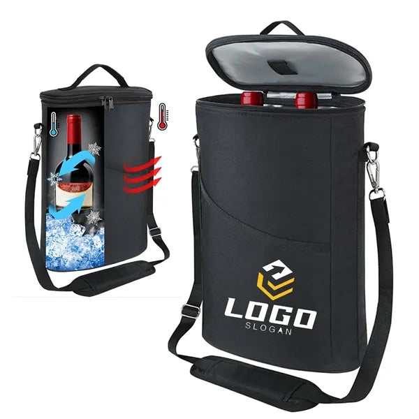 2 Bottle Insulated Leakproof Wine Carrier Cooler Bag
