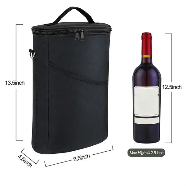 2 Bottle Insulated Leakproof Wine Carrier Cooler Bag