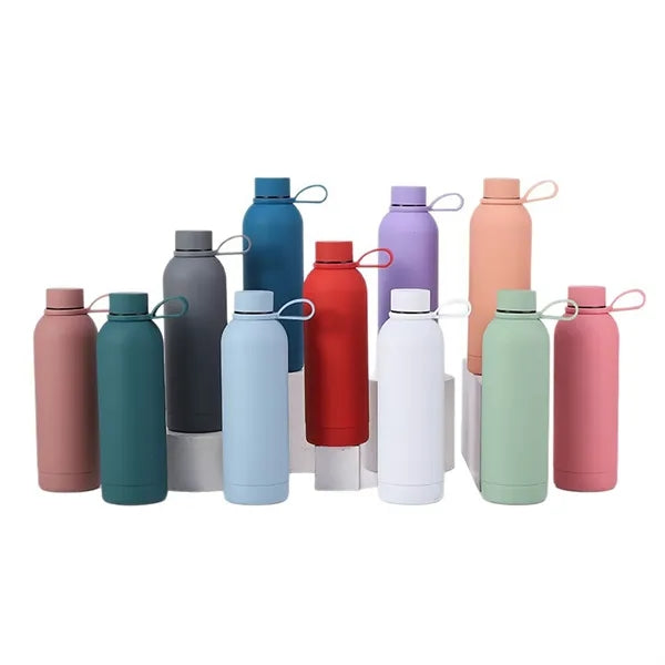 Rubber-Coated Stainless Insulated Bottle with Strap