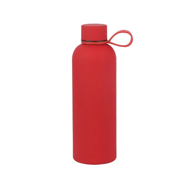 Rubber-Coated Stainless Insulated Bottle with Strap
