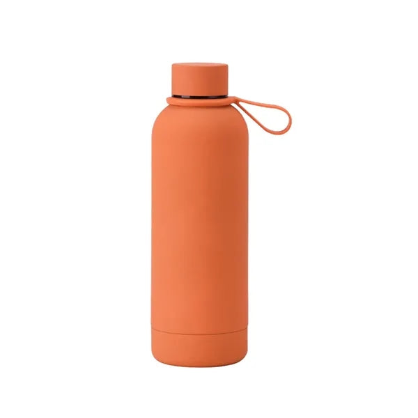 Rubber-Coated Stainless Insulated Bottle with Strap