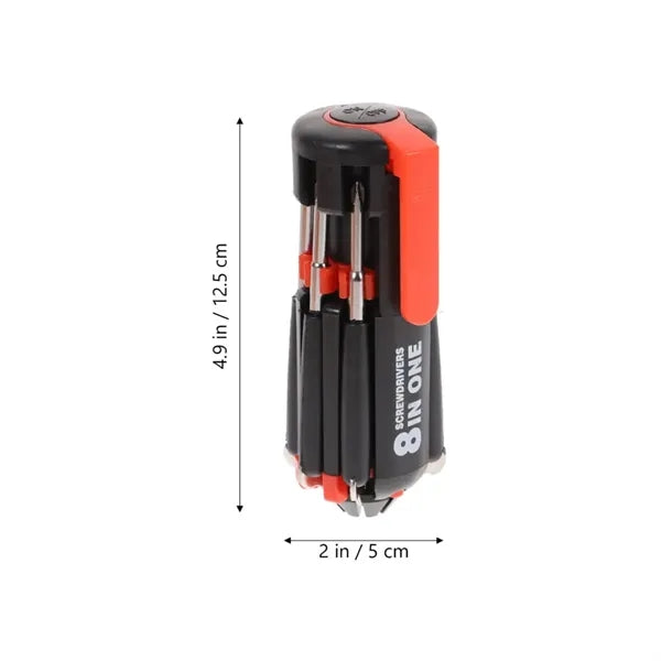 8 in 1 Compact Multi-Bit Screwdriver Kit w/ LED Light