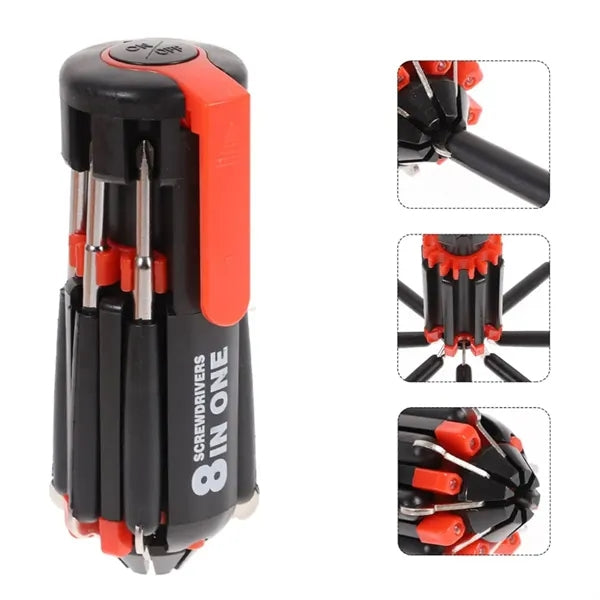 8 in 1 Compact Multi-Bit Screwdriver Kit w/ LED Light