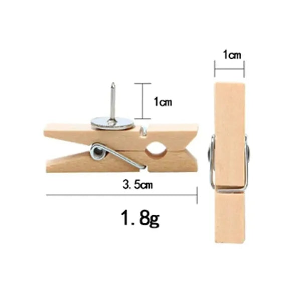 100 Pcs Wooden Clothespin Push Pin Display Craft Clip Set