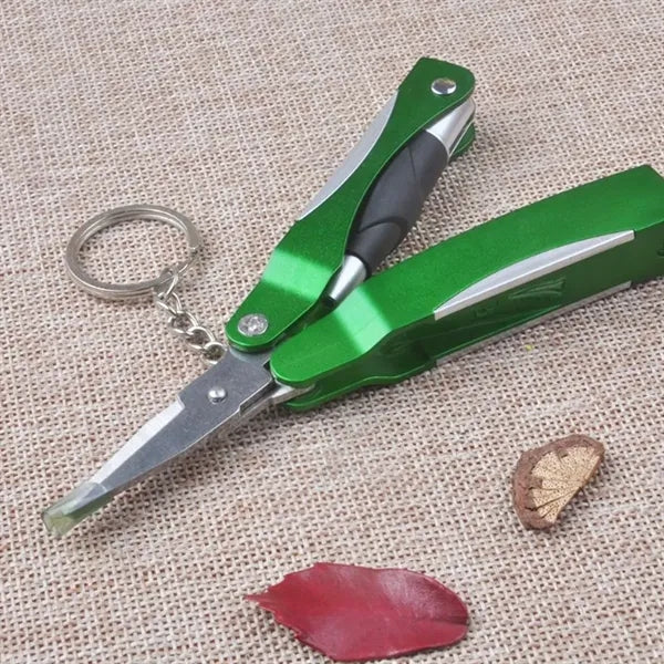 Compact Folding Tool Pen with Keychain Ring & LED Light