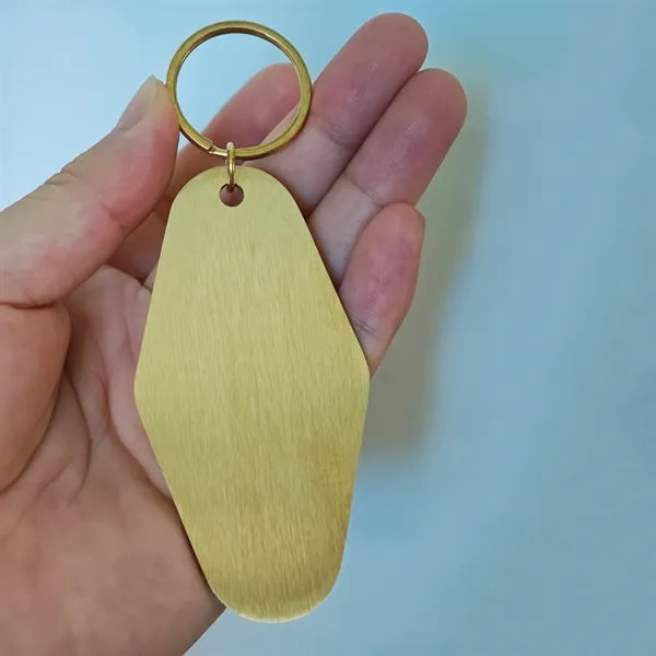 Durable Brushed Brass Vintage Style Hotel Key Tag Fob