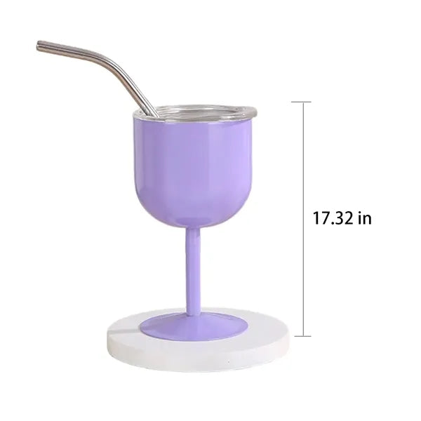 4-oz Stemmed Stainless Steel Wine Glass with Lid and Straw