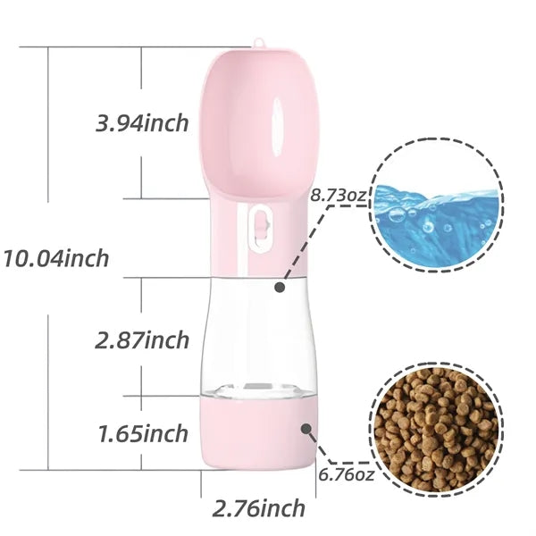 Portable Outdoor Pet Water Bottle With A Feeding Bowl