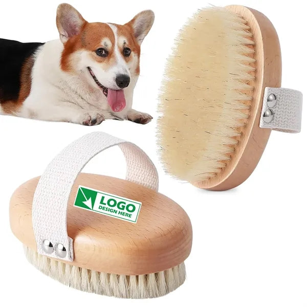Boar Bristle Pet Palm Wood Brush