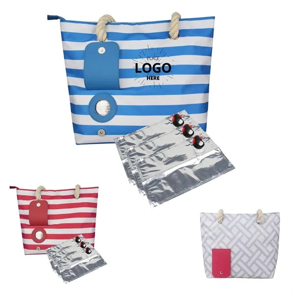 Portable Beach Wine Tote Bag