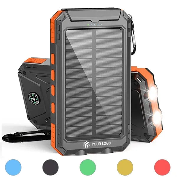 Hiking portable compass flashlight charger solar power bank