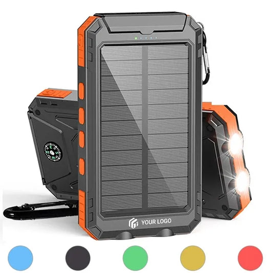 Hiking portable compass flashlight charger solar power bank