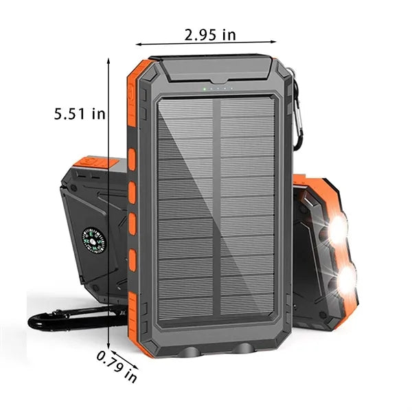 Hiking portable compass flashlight charger solar power bank
