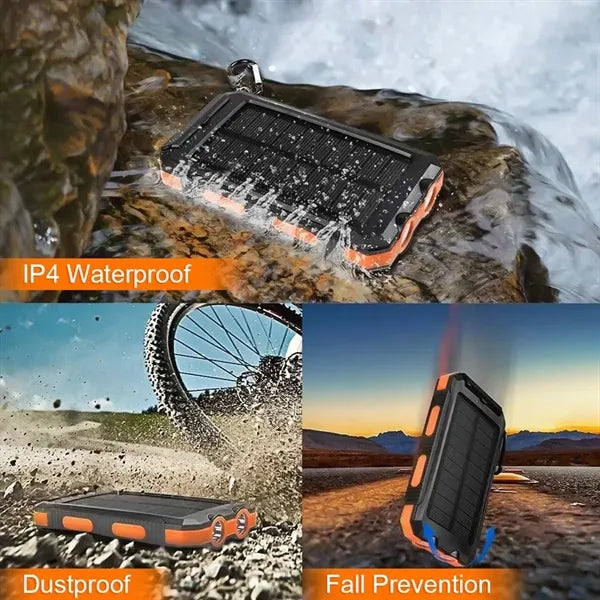 Hiking portable compass flashlight charger solar power bank