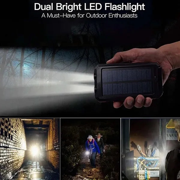 Hiking portable compass flashlight charger solar power bank