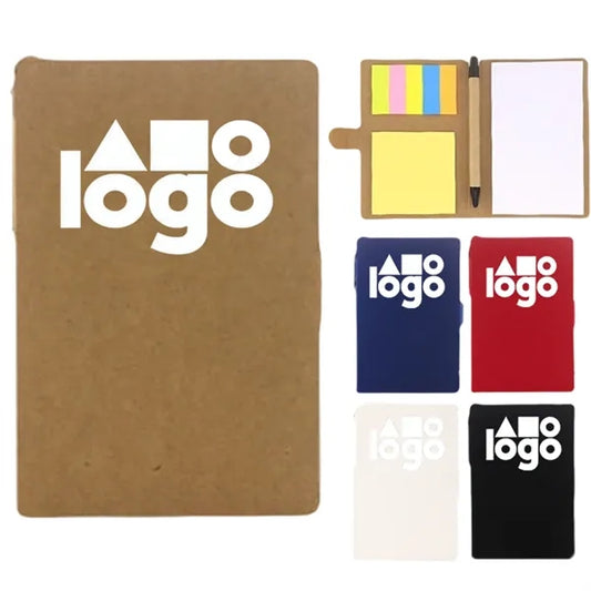 Branded Kraft Notebook Set with Pen and Sticky Notes