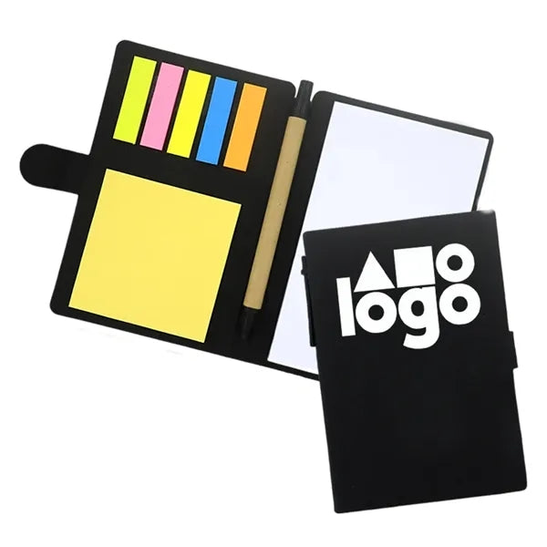 Branded Kraft Notebook Set with Pen and Sticky Notes