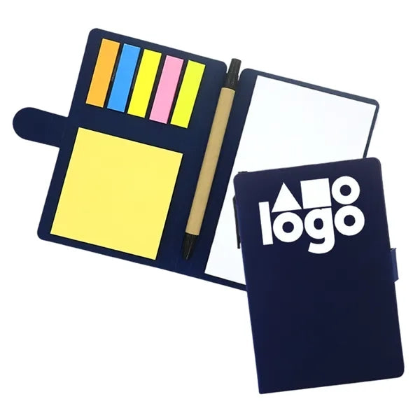 Branded Kraft Notebook Set with Pen and Sticky Notes
