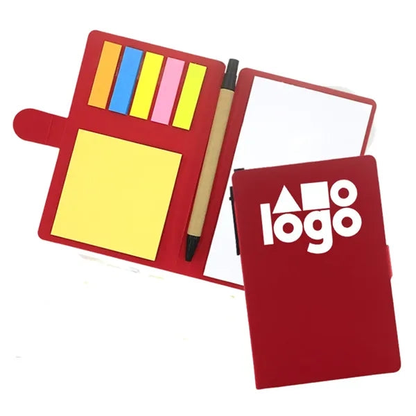 Branded Kraft Notebook Set with Pen and Sticky Notes