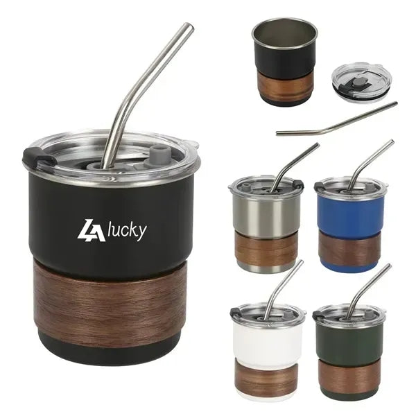 10oz Stainless Steel Casual Beer Cup With Straw