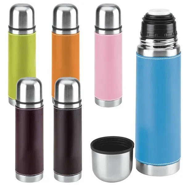 16oz Leatherette Slim Vacuum Bullet Bottle