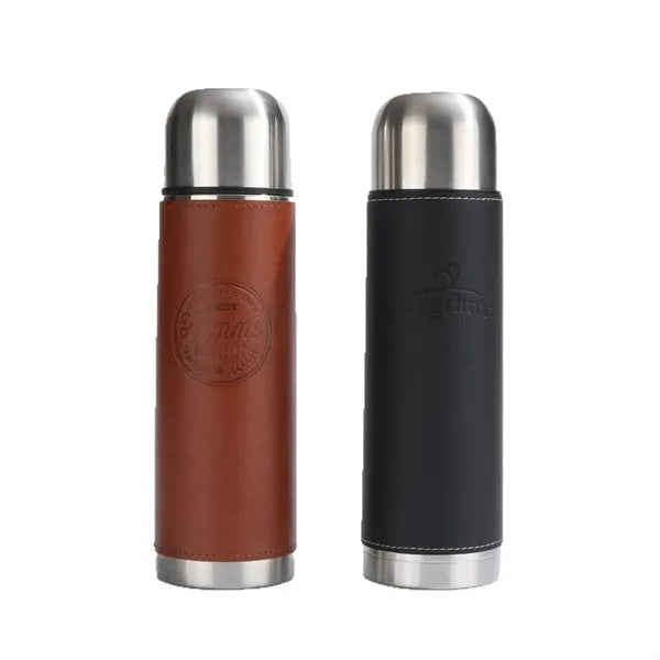16oz Leatherette Slim Vacuum Bullet Bottle