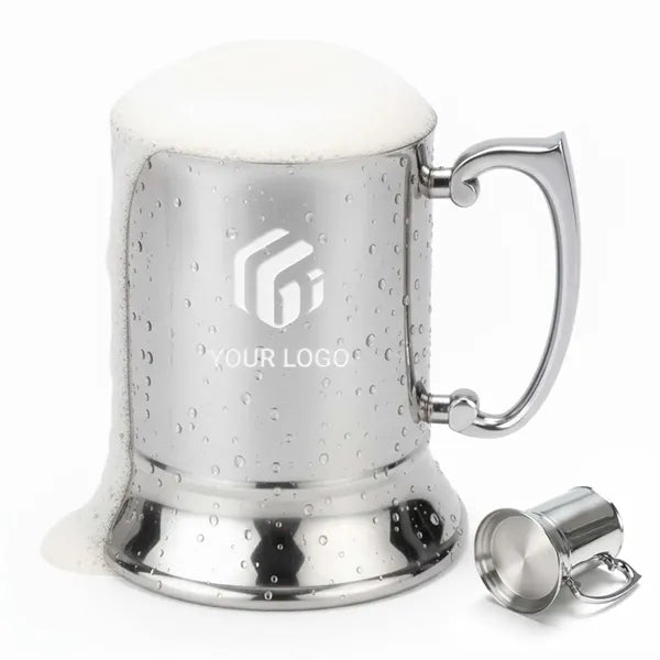 Unbreakable double wall stainless steel beer coffee mug