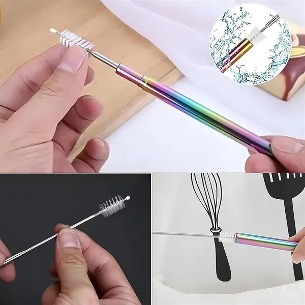 Collapsible Drinking Straw with Keychain Holder
